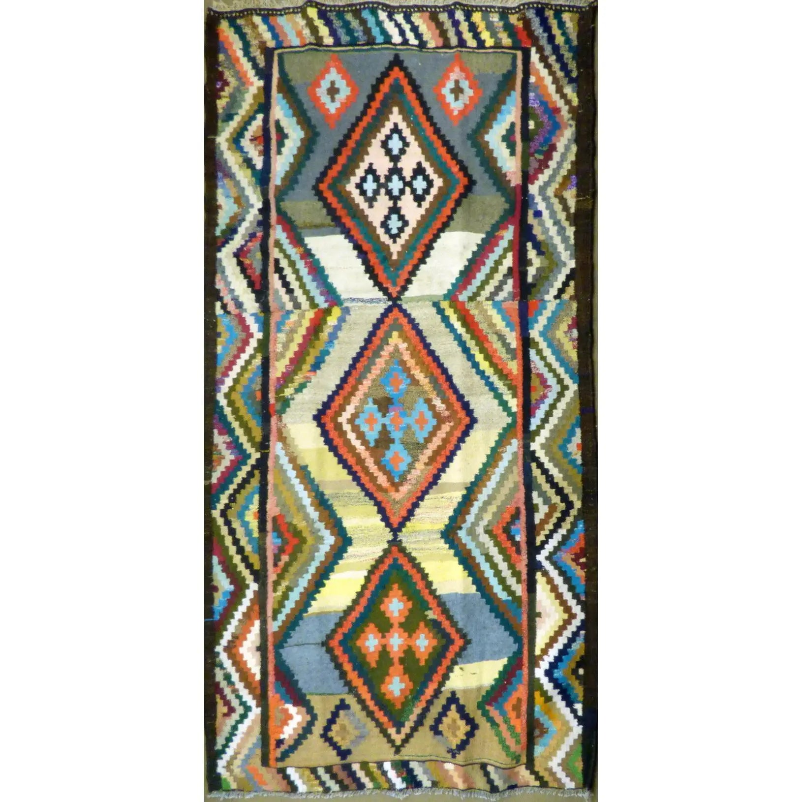 One Of The Kind Authentic Hand-Knotted Sanandaj Vintage Kilim 8'6" X 4'7"